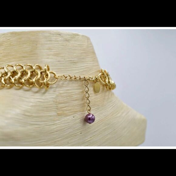 VINTAGE Kenneth Jay Lane Rare Gold Amethyst Purple Glass PEARLNecklace bracelet - Picture 6 of 17